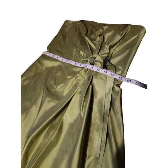 Talbots Evening Dress Size 10 Vintage Y2K Brat Green Silk Strapless Full Length - Picture 8 of 9